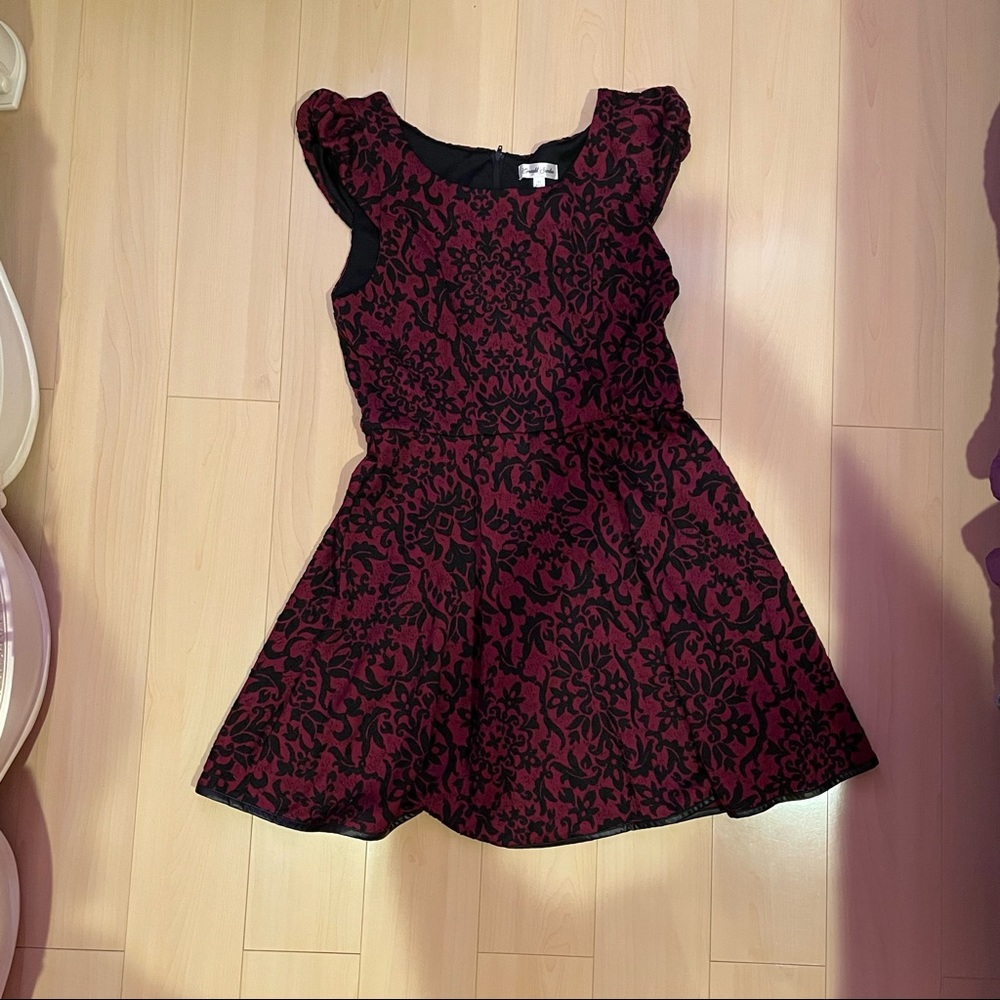 Macys Red brocade cocktail dress